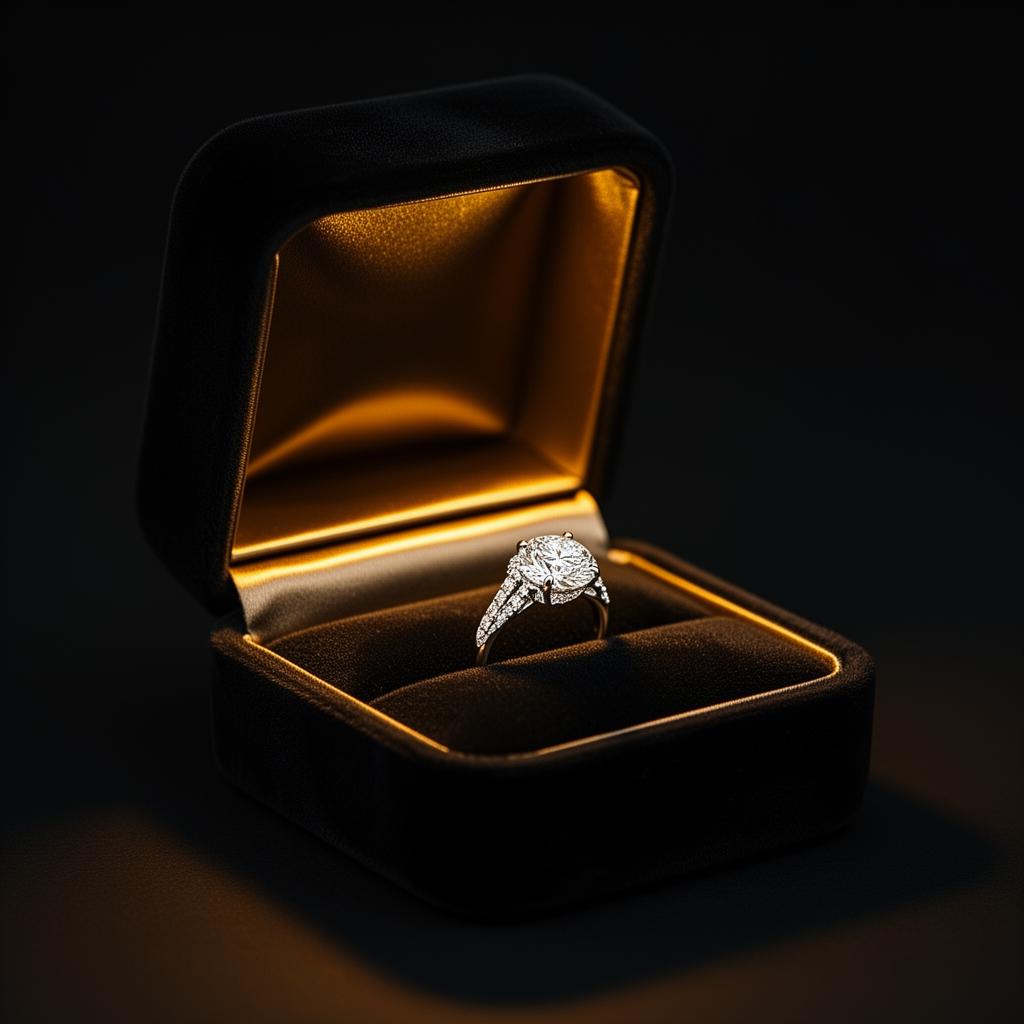 Aurum signature obsidian jewelry case with internal warm spotlight